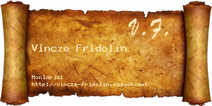 Vincze Fridolin névjegykártya